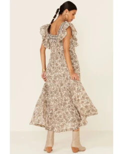 Free People Women's Bonita Floral Print Flutter Sleeve Midi Dress