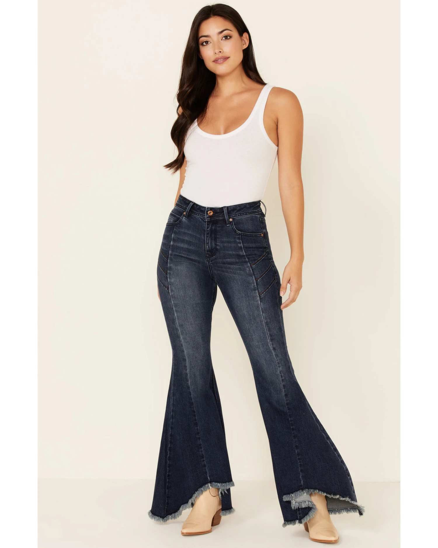Grace In LA Women's Pleated Super Flare Leg Jeans 4 Grace In LA Women's Pleated Super Flare Leg Jeans - Image 4