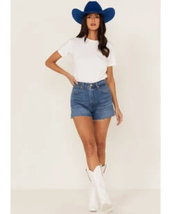 Wrangler Women's Medium Wash High Rise Festival Shorts -Cowgirl Drape Sales 2000358518 400 P1