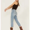 Cleo + Wolf Women's Exposed Button Fly Slim Straight Denim Jeans