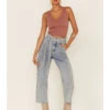 Wishlist Women's Acid Wash Tie Waist High Rise Jeans