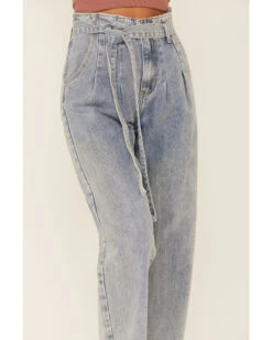 Wishlist Women's Acid Wash Tie Waist High Rise Jeans -Cowgirl Drape Sales 2000359693 400 P2