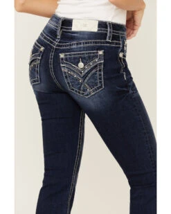 Miss Me Women's Mid Rise Rhinestone Embroidered Bootcut Jeans 7 Miss Me Women's Mid Rise Rhinestone Embroidered Bootcut Jeans -Cowgirl Drape Sales 2000361063 400 P2