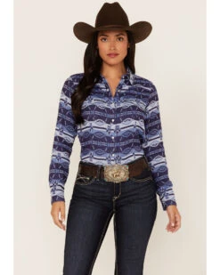 Ariat Women's R.E.A.L. Southwestern Oceanic Print Long Sleeve Western Pearl Snap Shirt -Cowgirl Drape Sales 2000362866 400 P1