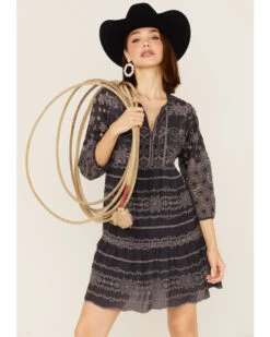 Johnny Was Women's Delina Embroidered Long Sleeve Tunic Mini Dress