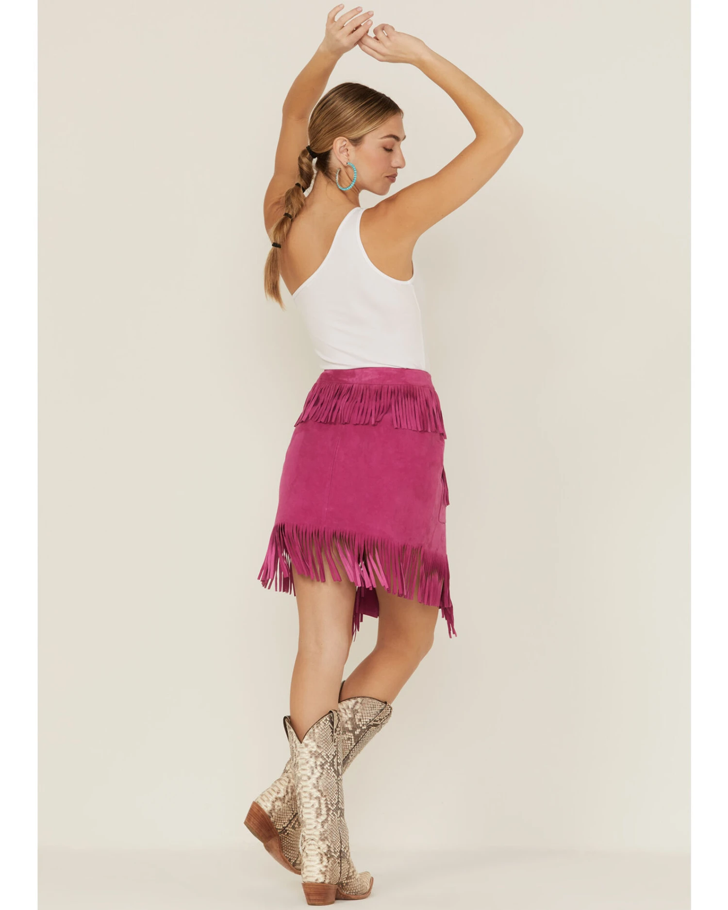 Double D Ranch Women's Chaperros Fringe Suede Skirt 4 Double D Ranch Women's Chaperros Fringe Suede Skirt - Image 4