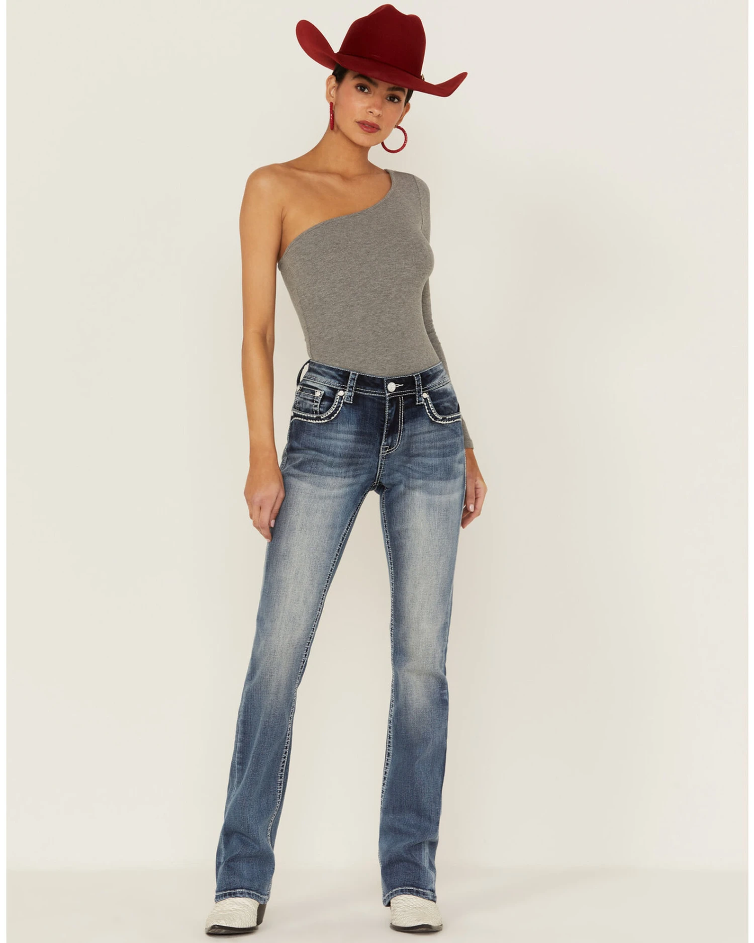 Grace In LA Women's Fleur De Lis Pocket Bootcut Jeans 1 Grace In LA Women's Fleur De Lis Pocket Bootcut Jeans