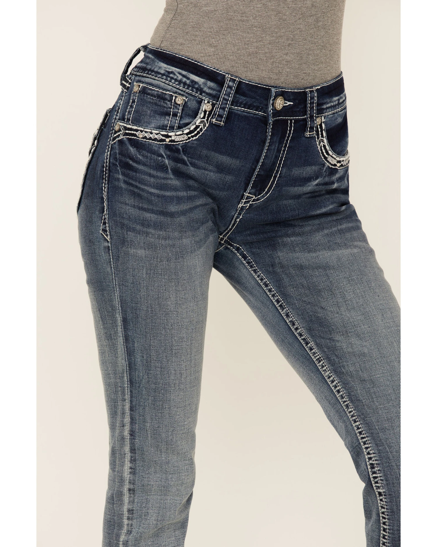 Grace In LA Women's Sequin Flap Pocket Bootcut Jeans 1 Grace In LA Women's Sequin Flap Pocket Bootcut Jeans