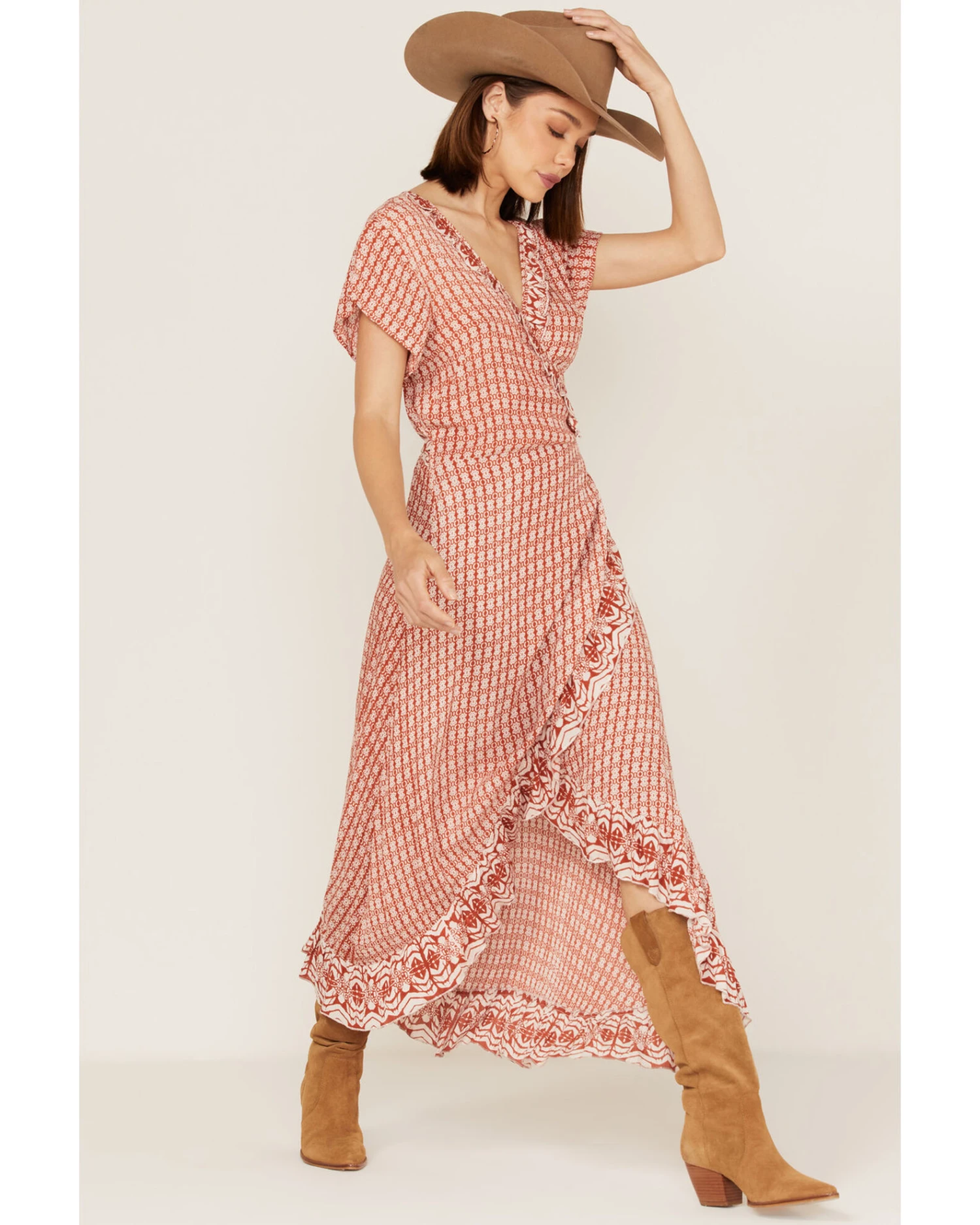 Talisman Women's Palm Springs Print Short Sleeve Maxi Wrap Dress 2 Talisman Women's Palm Springs Print Short Sleeve Maxi Wrap Dress - Image 2