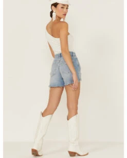 Free People Women's Maggie Kiss Me Distressed Shorts -Cowgirl Drape Sales 2000365744 414 P3