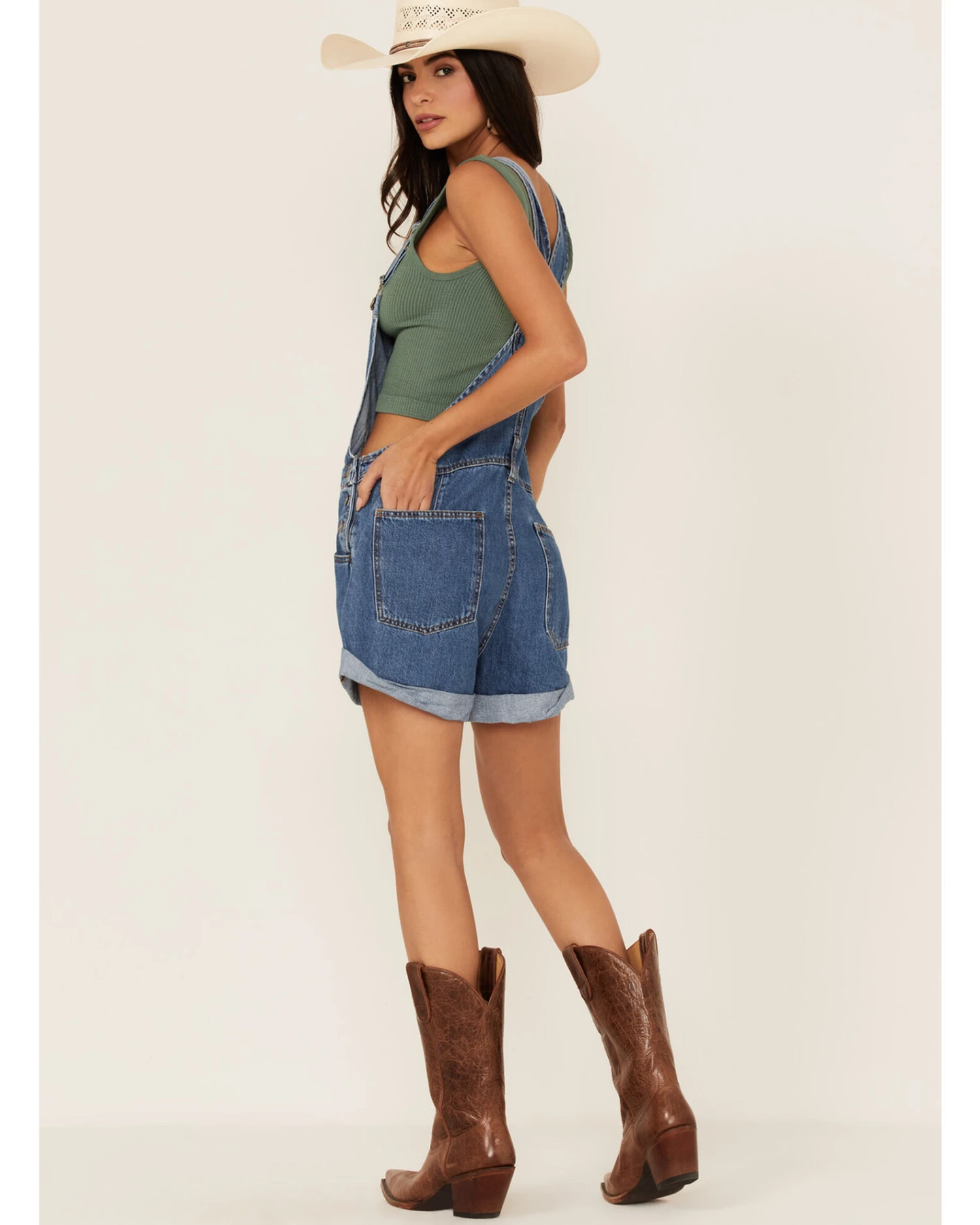 Free People Women's Ziggy Shortalls 2 Free People Women's Ziggy Shortalls - Image 2