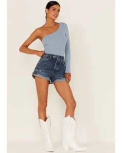 Free People Women's Lasso Dark Wash High Rise Shorts -Cowgirl Drape Sales 2000365756 416 P1