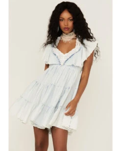 Free People Women's Undone Tiered Mini Dress -Cowgirl Drape Sales 2000366142 400 P1