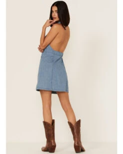 Free People Women's Sami Denim Mini Dress -Cowgirl Drape Sales 2000366161 400 P4