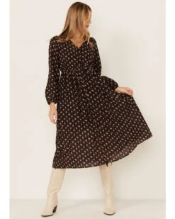 Molly Bracken Women's Printed Midi Long Sleeve Dress -Cowgirl Drape Sales 2000366478 200 P1