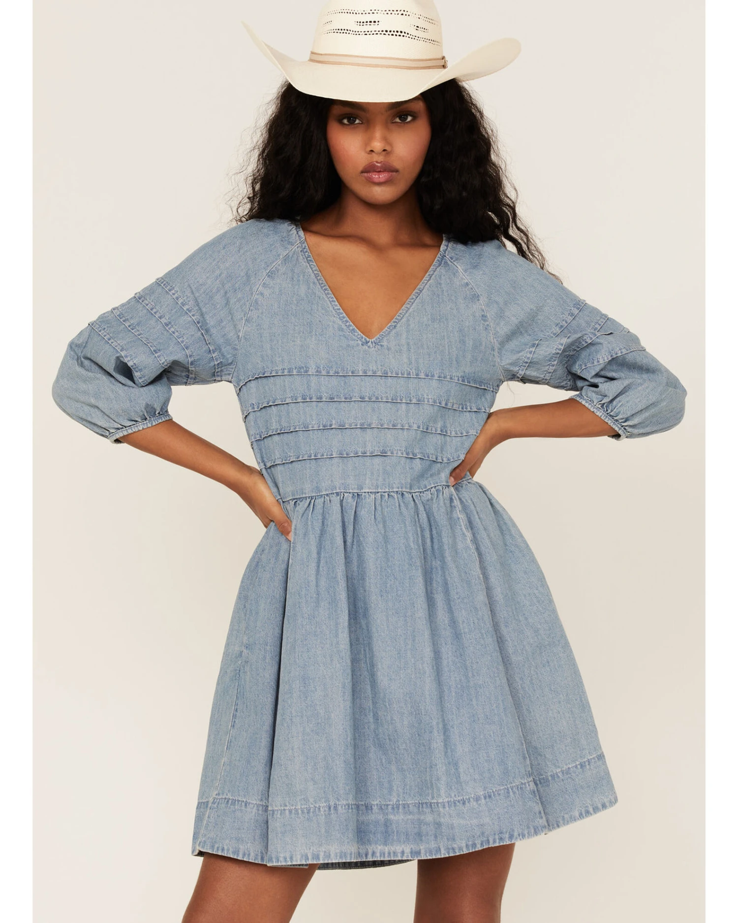 Stetson Women's Denim Pleat Top Dress 3 Stetson Women's Denim Pleat Top Dress - Image 3