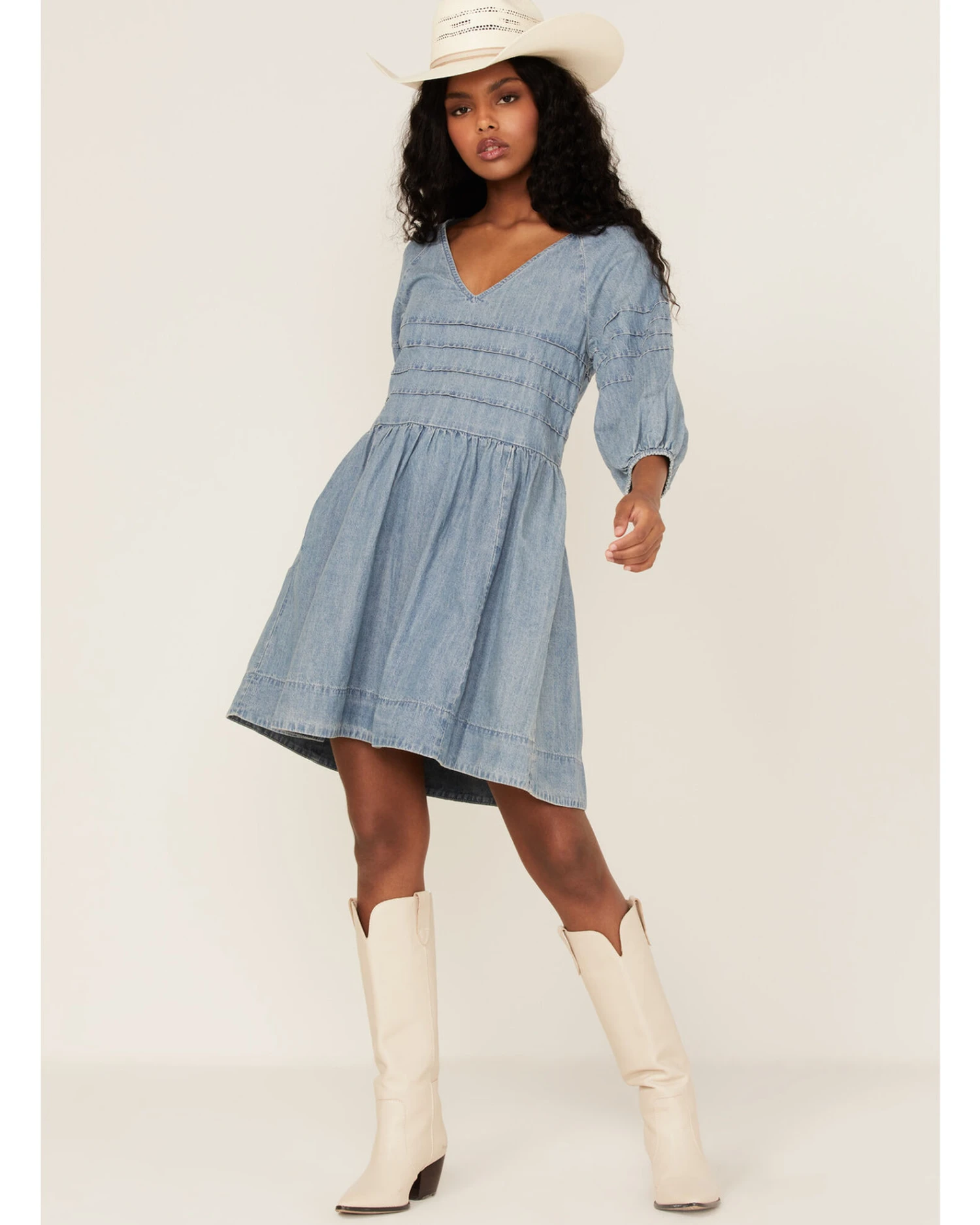 Stetson Women's Denim Pleat Top Dress 1 Stetson Women's Denim Pleat Top Dress