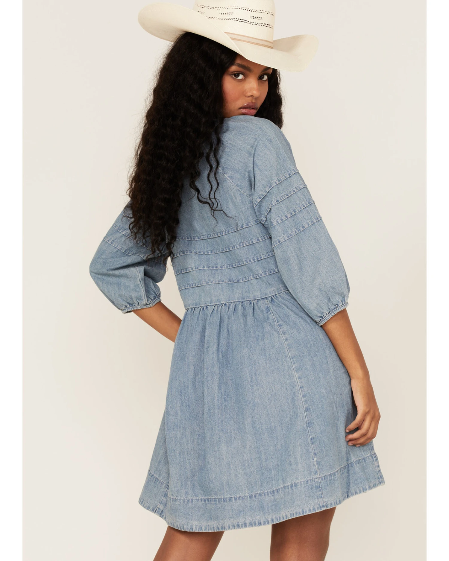 Stetson Women's Denim Pleat Top Dress 4 Stetson Women's Denim Pleat Top Dress - Image 4