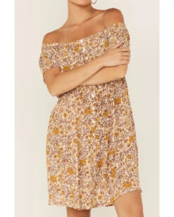 Patrons Of Peace Women's Redondo Floral Print Off Shoulder Dress -Cowgirl Drape Sales 2000368137 800 P3