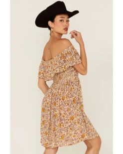 Patrons Of Peace Women's Redondo Floral Print Off Shoulder Dress -Cowgirl Drape Sales 2000368137 800 P4