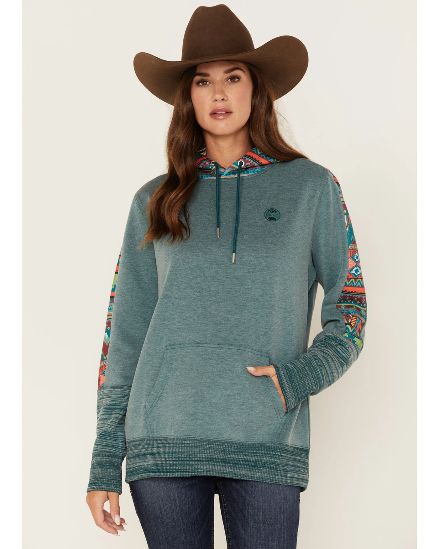 Hooey Women's Southwestern Contrast Print Canyon Hoodie 1 Hooey Women's Southwestern Contrast Print Canyon Hoodie