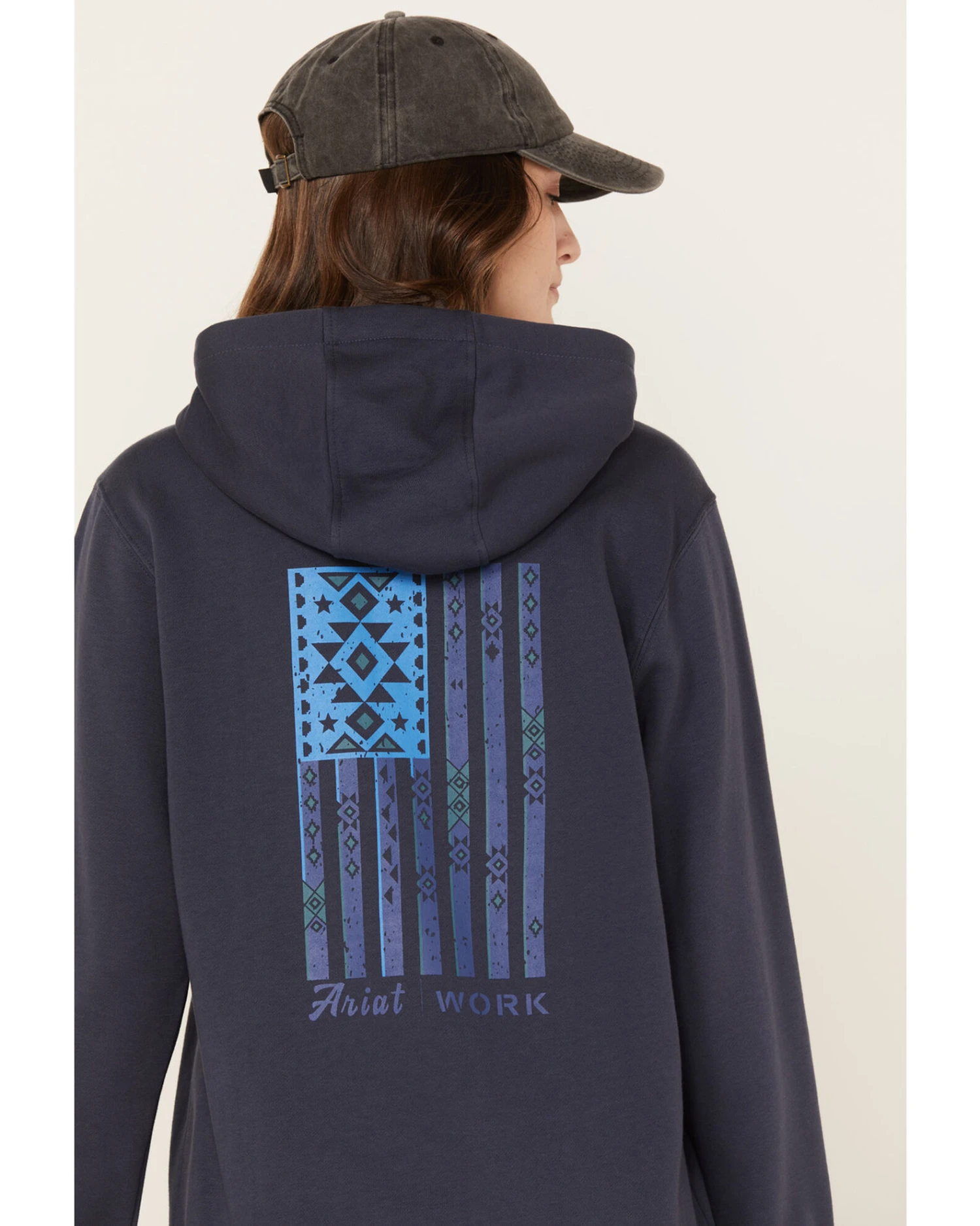 Ariat Women's Rebar Southwestern Flag Graphic Hooded Work Sweatshirt 1 Ariat Women's Rebar Southwestern Flag Graphic Hooded Work Sweatshirt