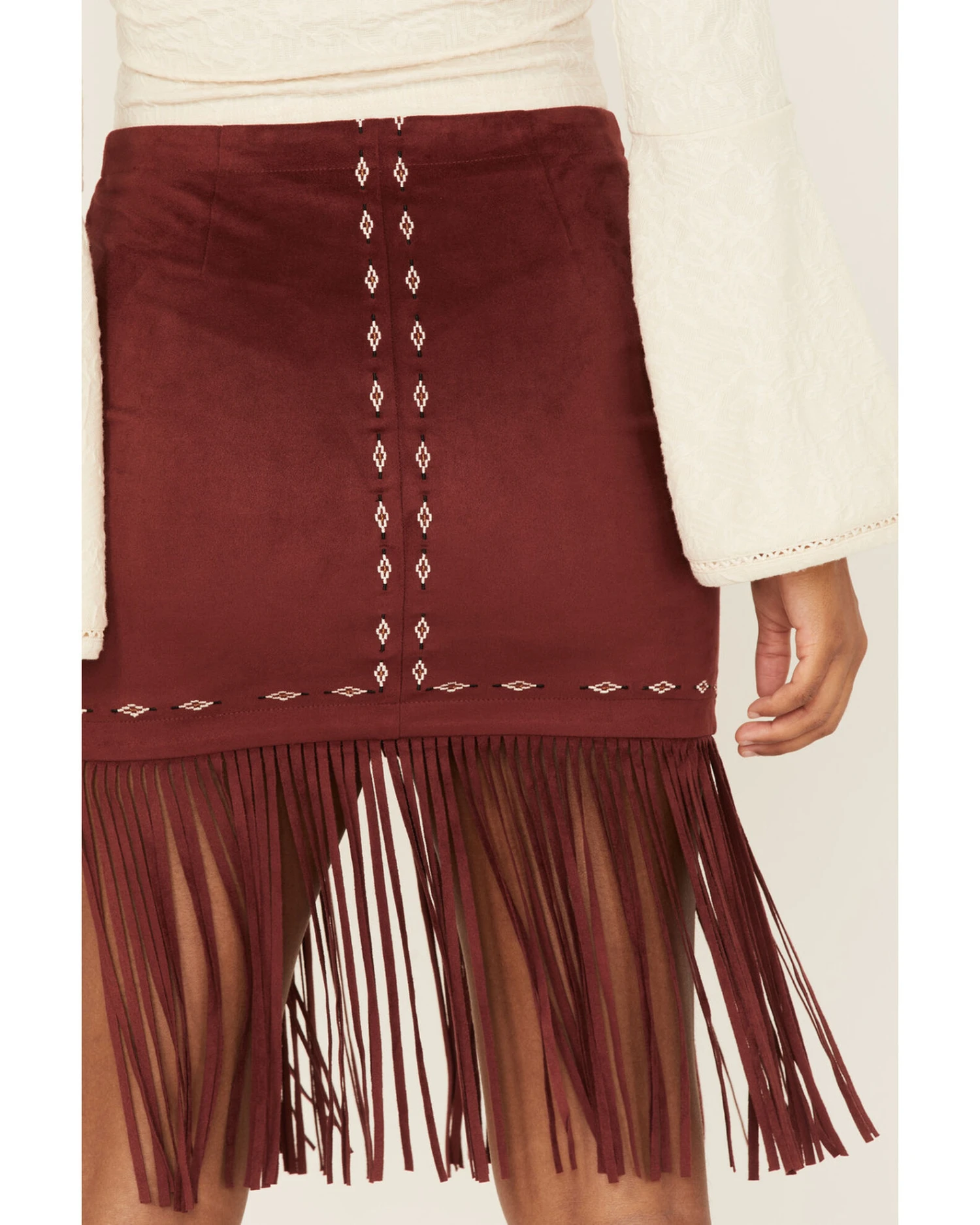 Shyanne Women's Embroidered Southwestern Fringe Mini Skirt 3 Shyanne Women's Embroidered Southwestern Fringe Mini Skirt - Image 3