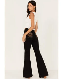 Shyanne Women's Dark Wash High Rise Embroidered Stretch Flare Jeans -Cowgirl Drape Sales 2000373383 001 P3
