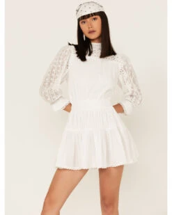 Maia Bergman Women's Nao Lace Tiered Mini Dress -Cowgirl Drape Sales 2000373865 100 P4