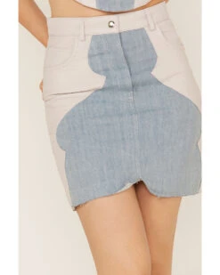 Understated Leather Women's Lil Mamma Scalloped Denim Leather Mini Skirt -Cowgirl Drape Sales 2000374928 400 P3