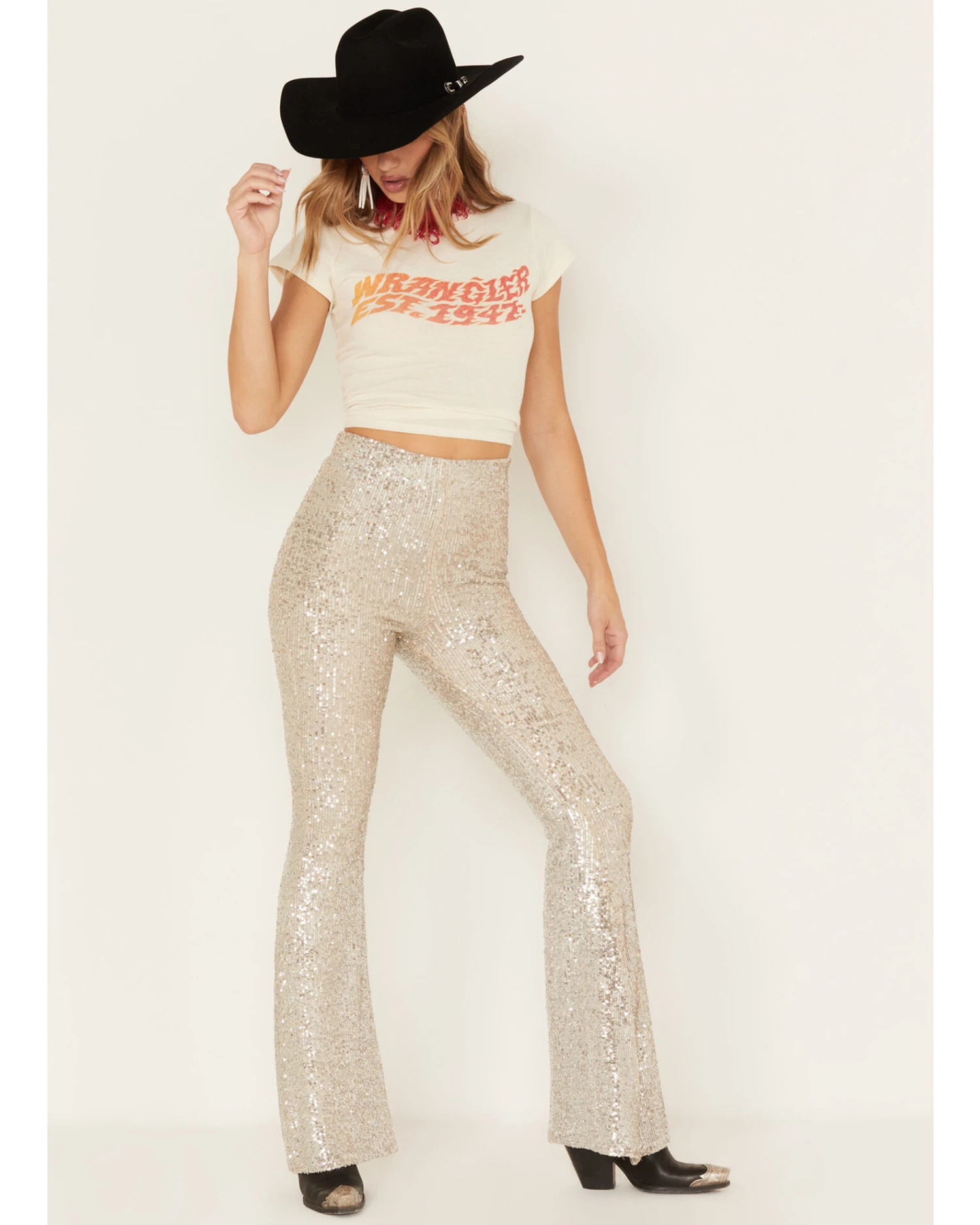 Show Me Your Mumu Women's Sequins Mercury Bell Bottom Pants 1 Show Me Your Mumu Women's Sequins Mercury Bell Bottom Pants