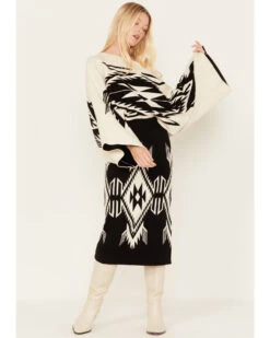 Ariat Women's Chimayo Intarsia Southwestern Knit Midi Sweater Skirt -Cowgirl Drape Sales 2000377709 001 P1