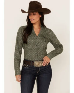 Roper Women's Medallion Print Long Sleeve Snap Western Shirt -Cowgirl Drape Sales 2000378230 300 P1