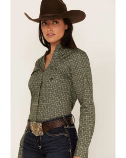 Roper Women's Medallion Print Long Sleeve Snap Western Shirt -Cowgirl Drape Sales 2000378230 300 P2