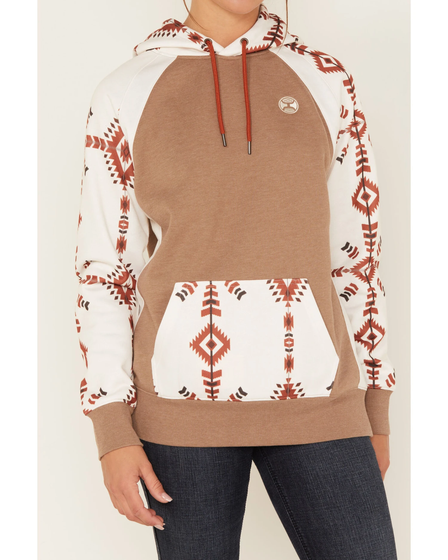 Hooey Women's Southwestern Print Contrast Hoodie 1 Hooey Women's Southwestern Print Contrast Hoodie