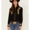 Rockmount Ranchwear Women's Cascading Embroidered Floral Print Long Sleeve Western Shirt