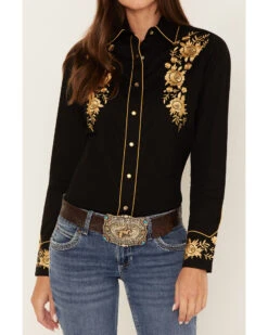 Rockmount Ranchwear Women's Cascading Embroidered Floral Print Long Sleeve Western Shirt -Cowgirl Drape Sales 2000379517 001 P3