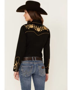 Rockmount Ranchwear Women's Cascading Embroidered Floral Print Long Sleeve Western Shirt -Cowgirl Drape Sales 2000379517 001 P4