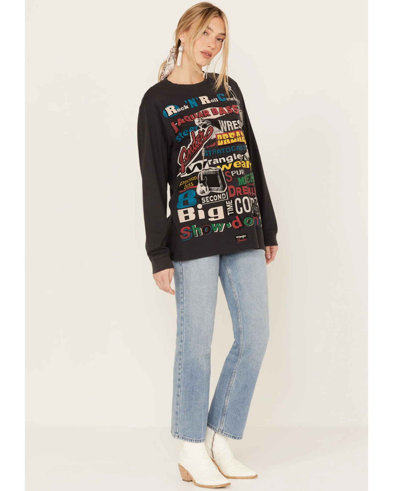 Wrangler X Fender Women's Collage Graphic Sweatshirt 4 Wrangler X Fender Women's Collage Graphic Sweatshirt - Image 4