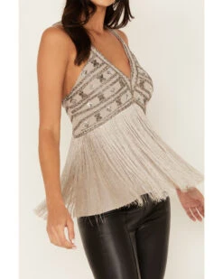 Shyanne Women's Beaded Fringe Halter Top -Cowgirl Drape Sales 2000380665 085 P3