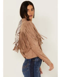 Idyllwind Women's Fate Tie-Front Faux Suede Fringe Shirt -Cowgirl Drape Sales 2000380691 280 P2
