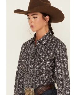 Rough Stock By Panhandle Women's Southwestern Print Long Sleeve Pearl Snap Western Shirt 7 Rough Stock By Panhandle Women's Southwestern Print Long Sleeve Pearl Snap Western Shirt -Cowgirl Drape Sales 2000381074 001 P2