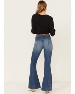 Shyanne Women's Medium Wash High Rise Eden Stretch Flare Jeans 6 Shyanne Women's Medium Wash High Rise Eden Stretch Flare Jeans -Cowgirl Drape Sales 2000381363 414 P1