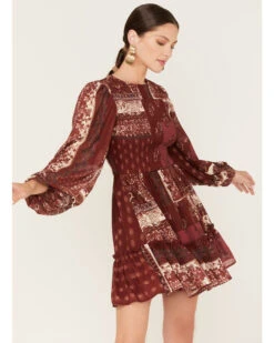 Flying Tomato Women's Paisley Patchwork Smocked Dress -Cowgirl Drape Sales 2000381467 640 P1