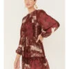 Flying Tomato Women's Paisley Patchwork Smocked Dress