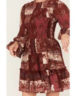 Flying Tomato Women's Paisley Patchwork Smocked Dress -Cowgirl Drape Sales 2000381467 640 P3