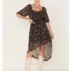 Wild Moss Women's Floral Print Ruffle Dress