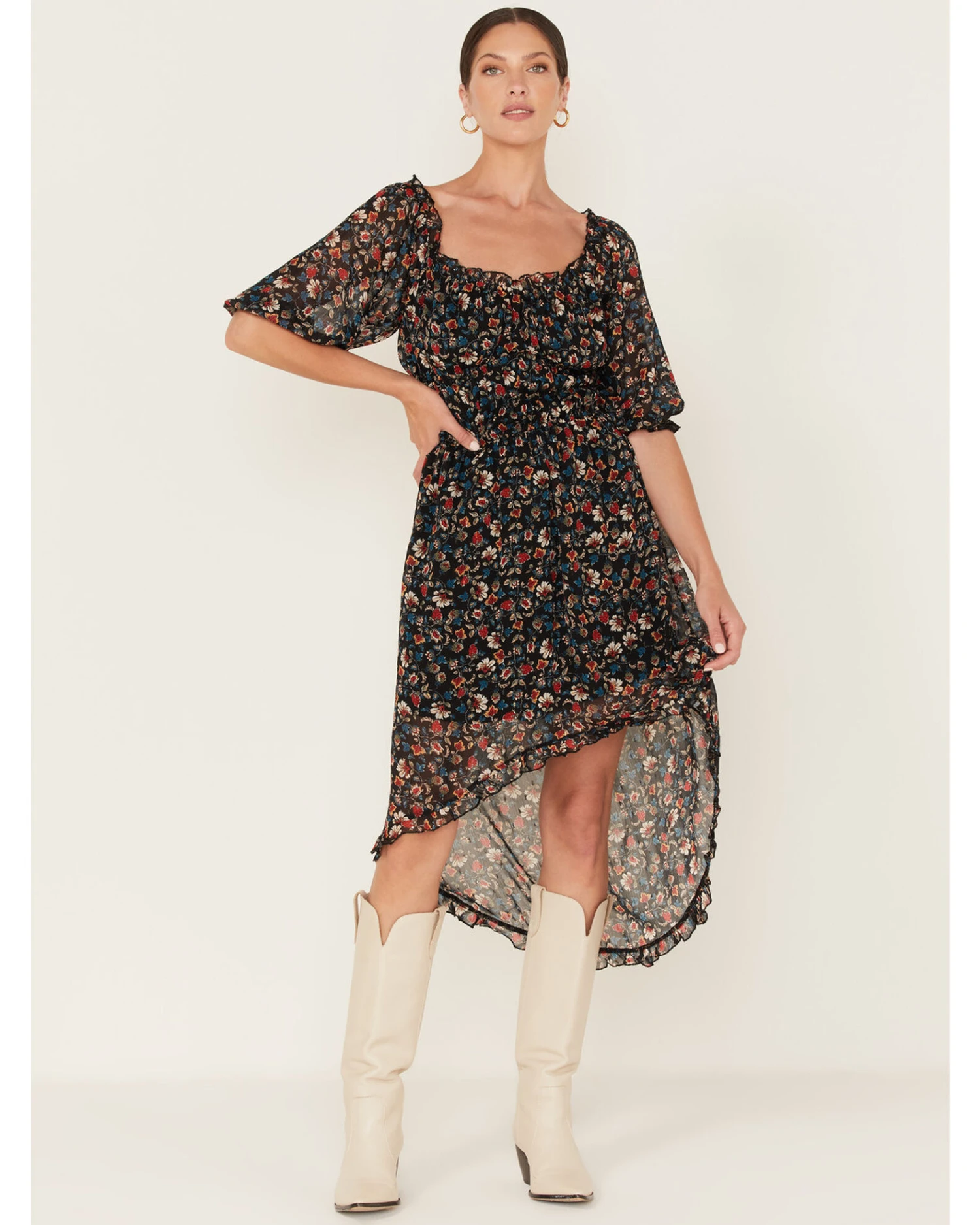 Wild Moss Women's Floral Print Ruffle Dress 1 Wild Moss Women's Floral Print Ruffle Dress