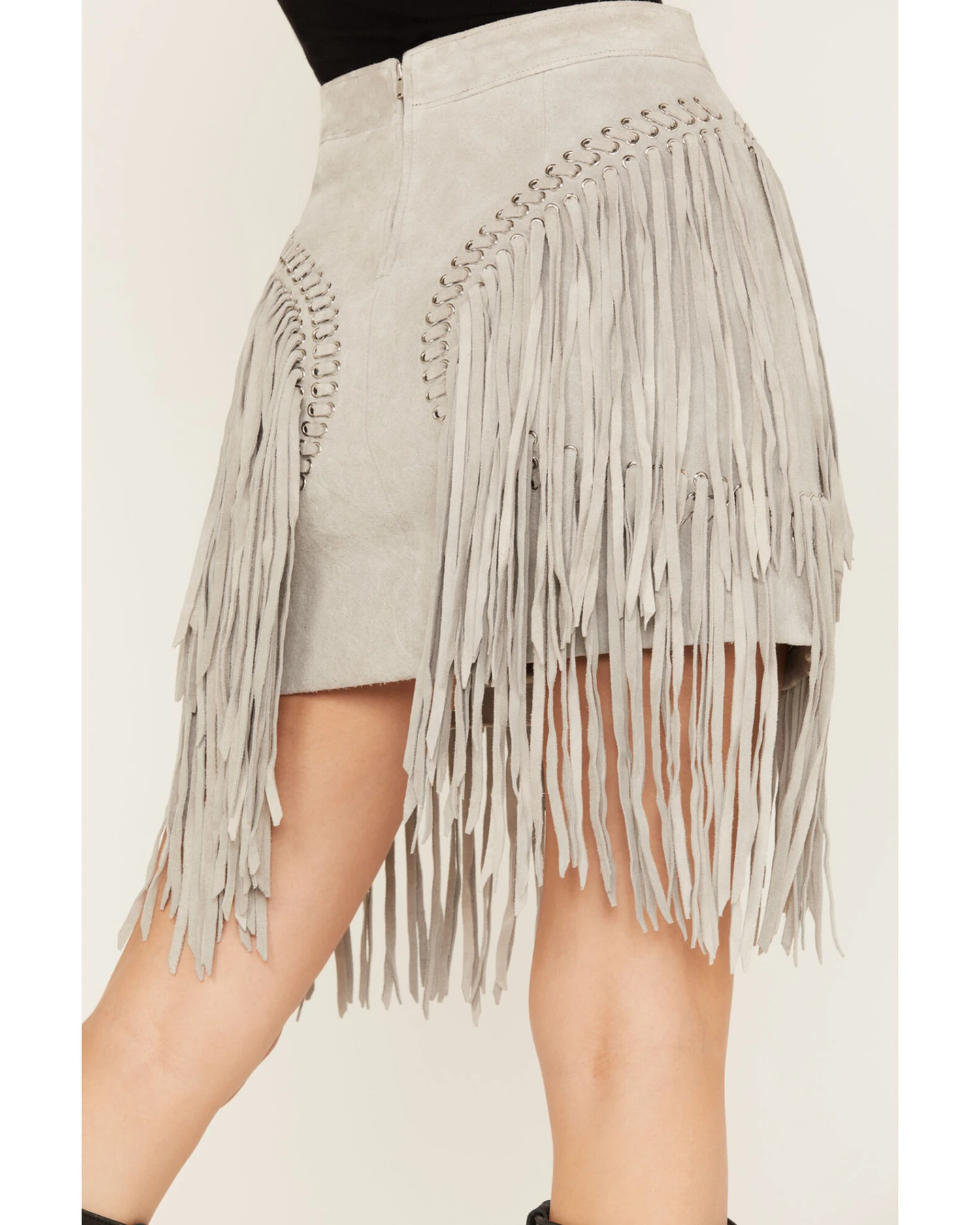 Wonderwest Women's Suede Fringe Mini Skirt 3 Wonderwest Women's Suede Fringe Mini Skirt - Image 3