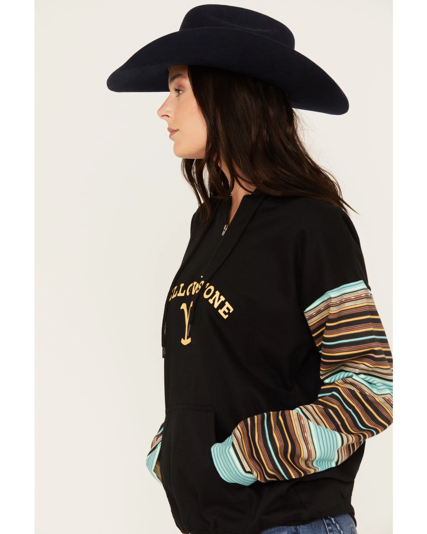 Changes Women's Serape Striped Yellowstone Hoodie 4 Changes Women's Serape Striped Yellowstone Hoodie - Image 4